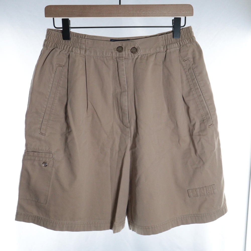 Charter Club Shorts Mens M Beige Cargo Pleated Elastic Waist Relaxed‎ Pockets